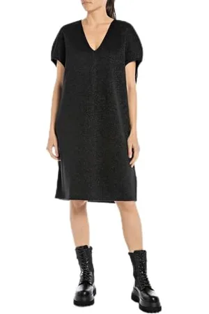 Replay Damen Kleid Kurzarm Glitzer, (Schwarz), M