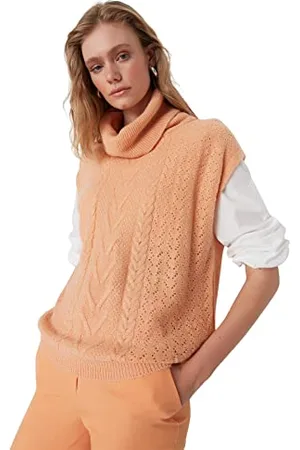 Trendyol Damen Fisherman Collar Knitwear Sweater, Lachsfarbe, S EU