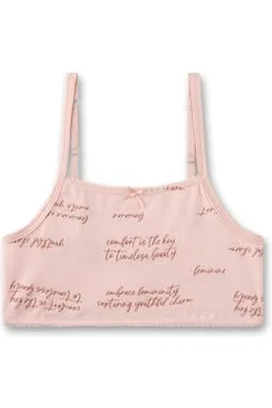 Sanetta Mädchen-Bustier | Bequemes und angenehmes Bustier für Mädchen aus Baumwoll-Modal-Mix. Unterwäsche mit verstellbaren Trägern und verspieltem Wording-Allover | Mädchen Bustier