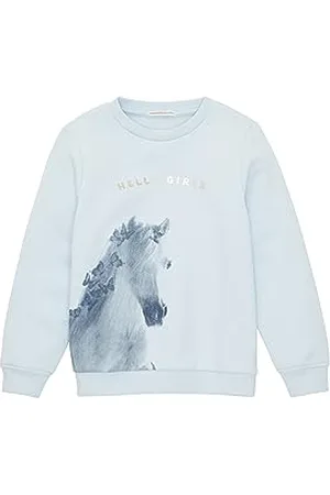 TOM TAILOR Mädchen 1037952 Sweatshirt mit Pferde-Print, 32264-new Breeze Blue, 92/98