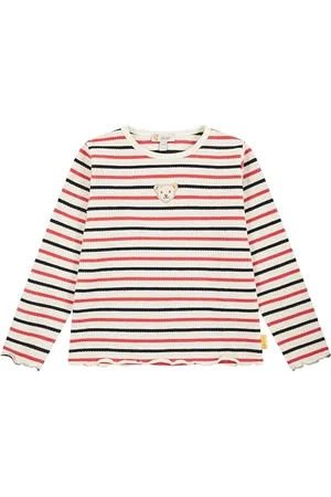 Steiff T-Shirt Langarm EU Größe 98 , Mädchen Langarm-Sweatshirt, Longsleeve für Kinder, Pullover langärmelig, Kinderoberteil, ideales Basic Shirt, bequem und weich, waschmaschinenfest
