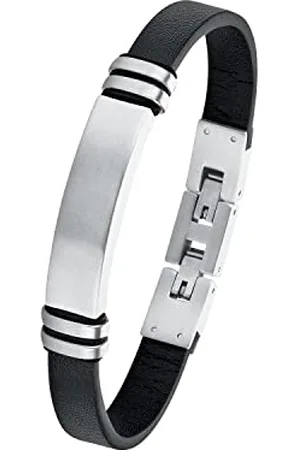 QS by s.Oliver Identarmband Edelstahl Herren Armschmuck, 20+1,5 cm, Schwarz, Kommt in Schmuck Geschenk Box, 2018703