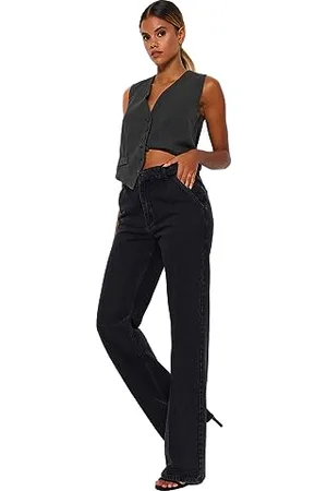 Trendyol Damen Gerade Weites Bein Hohe Taille Jeans, , 40