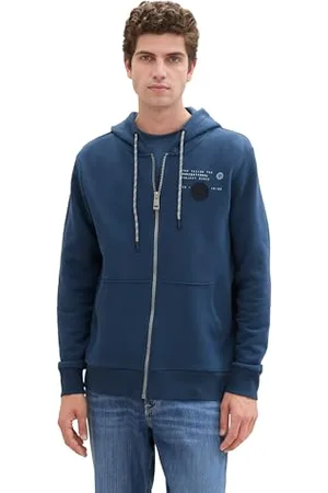 TOM TAILOR Herren 1043373 Basic Sweatjacke mit Kapuze, 26779-Nighttime Blue, L