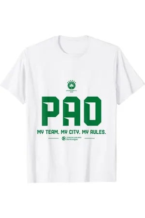 Euroleague Herren - T-Shirt - - S - Klassisches Kurzarm-Rundhals-T-Shirt mit Teamnamen in Buchstabenmuster - Panathinaikos Athen - Basketball