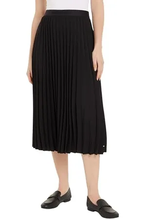 Tommy Hilfiger Damen Rock Fluid Pleated Skirt Midi-Länge, Schwarz (Black), 40