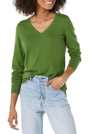 Amazon Damen Leichter, Langärmeliger Pullover Mit V-Ausschnitt, Klassischer Schnitt (Erhältlich In Übergröße), , M