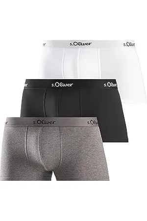 QS by s.Oliver Hipster Basic 3er-Pack für Herren,Größe S,Farbe grau+schwarz+weiß