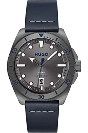 HUGO BOSS Analog Quarzuhr für Herren Kollektion #Visit mit Blaues Lederarmband - 1530302
