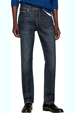 Tommy Hilfiger Straight Denton STR Crest Indigo Sweatshirt mit Reißverschluss Herren, , 36W / 36L