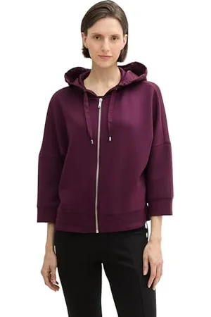 TOM TAILOR Damen 1043171 Sweatjacke mit Kapuze, 35796-Blackberry, 50