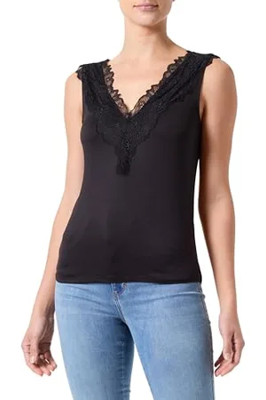 Y.A.S Y.A.S Damen LORI SL LACE TOP S. NOOS Spitzentop, Black, Small