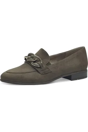 Jana Damen Loafer ohne Absatz Vegan Blockabsatz, Grün , 36 EU