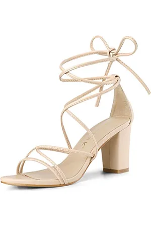 Allegra K Damen Sandalen mit Riemen zum Schnüren mit klobigem Absatz 36