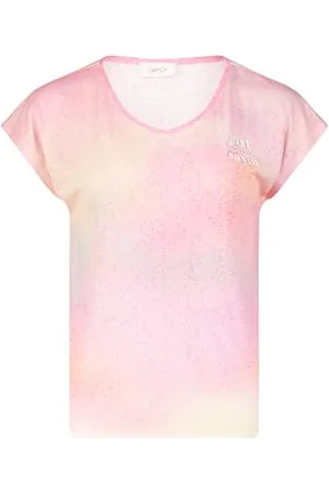Cartoon Damen Printshirt mit Placement Pink/White,44
