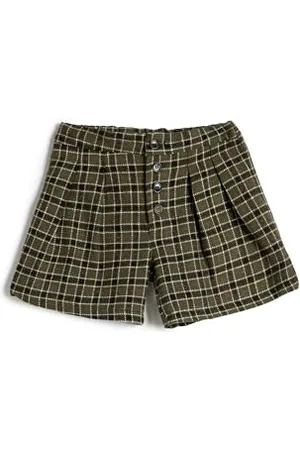 Koton Girls Check Shorts Button Detail Wool Blend