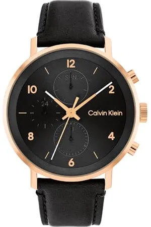 Calvin Klein Multi Zifferblatt Quarz Uhr für Herren Kollektion MODERN Multi mit Graues Lederarmband - 25200114