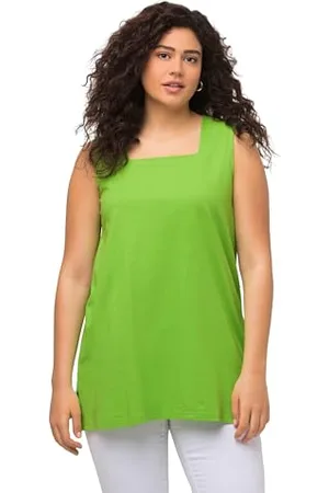 Ulla Popken Damen Longtop, A-Linie, Carree-Ausschnitt, ärmellos Top, , 46-48