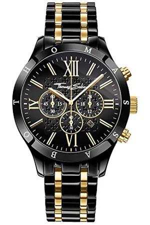 Thomas Sabo Herren Armbanduhr Rebel Urban Chronograph Quarz Edelstahl schwarz WA0264-278-203-43 mm