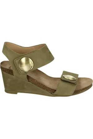 Cashott Damen CASALBERTA Velcro Button Nubuck Heeled Sandal, , 40 EU