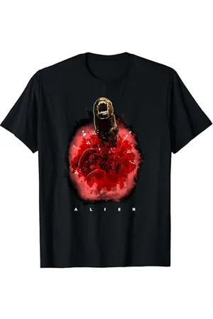 20th Century Fox Aliens Xenomorph Chestburster T-Shirt für Erwachsene, Unisex, , S, V-Ausschnitt, Kurzarm, Klassische Passform, Halloween, Filme, 1986, Klassisch, Doppelt genähter Saum