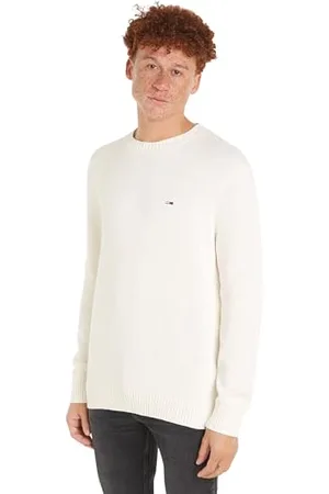 Tommy Hilfiger Herren Pullover Slim Fit Crew Neck Sweater Strickpullover, Beige (Ancient White), XS