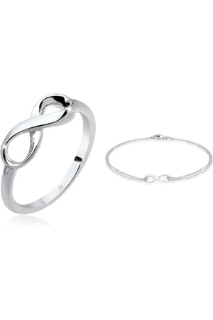 Elli Ring Damen Infinity in 925 Sterling & Armband Damen Infinity Trend Symbol in 925 Sterling