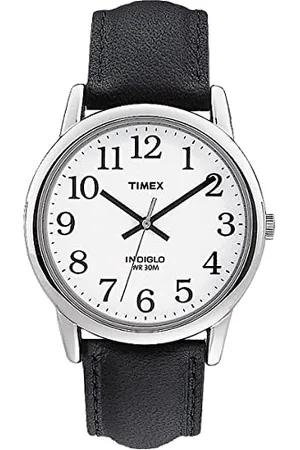Timex Easy Reader Herren-Armbanduhr, Leder, 35 mm, Schwarz T20501