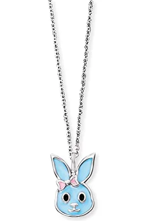 HERZENGEL Mädchen Kinder Halskette aus Sterling Silber und einem Anhänger mit blauem Hase aus Emaille - Karabinerverschluss - längenverstellbar - nickelfrei