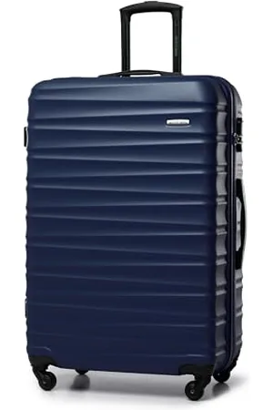 Wittchen Reisekoffer Groß Rollkoffer Trolley Großer Koffer Check-In Gepäck Hartschale aus ABS mit 4 Spinner-Rollen Zahlenschloss Teleskopgriff Groove Line Größe L Marineblau