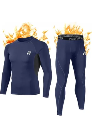 MEETWEE Thermounterwäsche Funktionsunterwäsche Herren, Skiunterwäsche Winter Suit Atmungsaktiv Lange Thermo Unterwäsche Set Thermowäsche Unterhemd + Unterhose- -XL