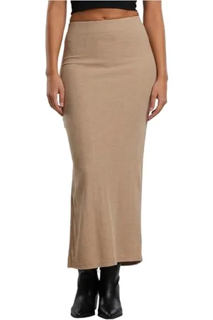 Urban classics Damen Tb6940-ladies Rib High Slit Skirt, , L EU