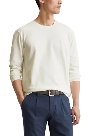 Marc O’ Polo Marc OߴPolo Herren Langarmshirt aus Bio-Baumwolle mit Rundhalsausschnitt, Cremefarben (Egg White), XL