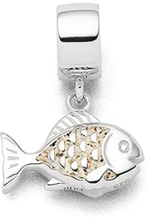 DUR Einzel Charm-Anhänger Fisch für Damen aus 925er Sterling-Silber mit Strandsand, Farbe: , Maße: 1,5x1,4 cm, F296