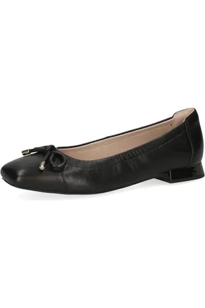 Caprice Damen Ballerinas aus Leder mit Blockabsatz, Schwarz , 36 EU