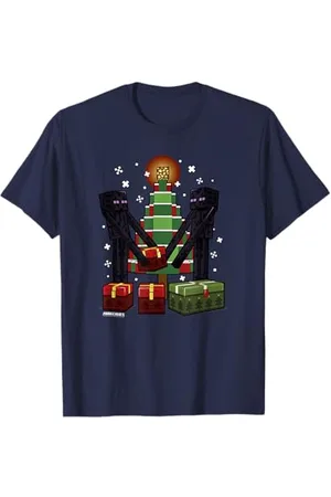 Minecraft T-Shirt für Erwachsene und Kinder, Unisex, Kurzarm, Multicolored, Größe S, Klassische Passform, Weihnachten, Enderman