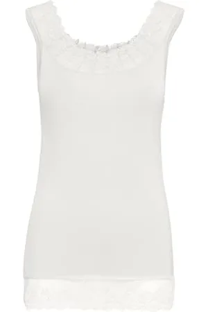 Cream Jerseytop Florence Damen Tanktop mit Spitze Florence Jerseytop Tank Tops Spitzen Trim Camisoles S