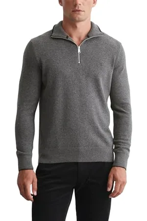 Marc O’ Polo Marc OߴPolo Herren Strickpullover mit Stehkragen Regular Fit, Grau (Graphite Grey Melange), XL