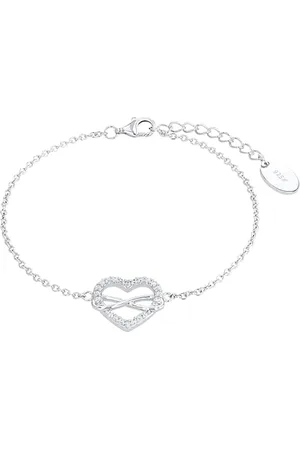 QS by s.Oliver SO PURE Armband für Damen mit Herz Anhänger und Infinity Symbol, Zirkonia / 925 Sterling , Rhodiniert, Länge: 17-20cm