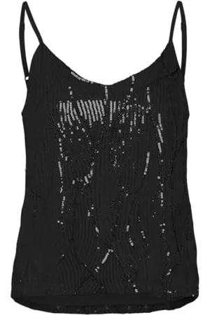 VERO MODA Damen VMELLEN Singlet JRS Top, Black, M