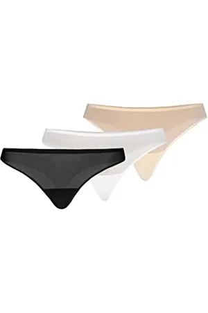Teyli String Tanga Damen 3er Pack mit zarter verziert - Strings & Tangas für Damen aus Transparentem Mesh - Tange für Frauen Mehrfarbig XS