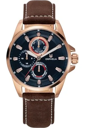 ORPHELIA Herren Multi Zifferblatt Uhr Eddington mit Echtleder Armband Braun