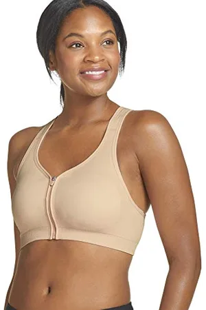 Jockey Damen Mid Impact Zip Front Bra Sport-BH, Undurchsichtige, , Large