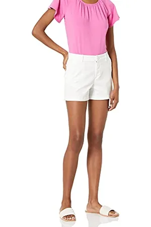 Amazon Damen Mittelhohe schmal geschnittene Khaki-Shorts mit 9 cm Schrittlänge, , 42