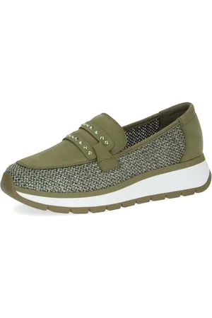 Caprice Damen Slipper Flach Elegant, Grün (Khaki Comb), 42 EU