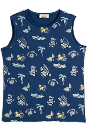 Koton Boys Tank Top Cotton Printed Crew Neck