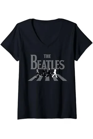 The Beatles Damen – Abbey Road Graustufenalbum Cover T-Shirt mit V-Ausschnitt