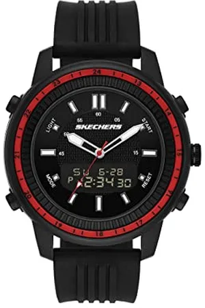 Skechers Herrenuhr Wilkie, AnaDigi Uhrwerk, 50mm Schwarzes Polycarbonat Gehäuse mit Silikonarmband, SR5154