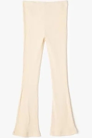 Koton Girls Flare Trousers Star Printed Ribbed Elastic Waist