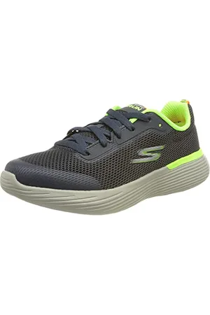 Skechers GO Run 400 V2 Omega Sneaker, Navy & Lime Textile/Orange Trim, 35 EU